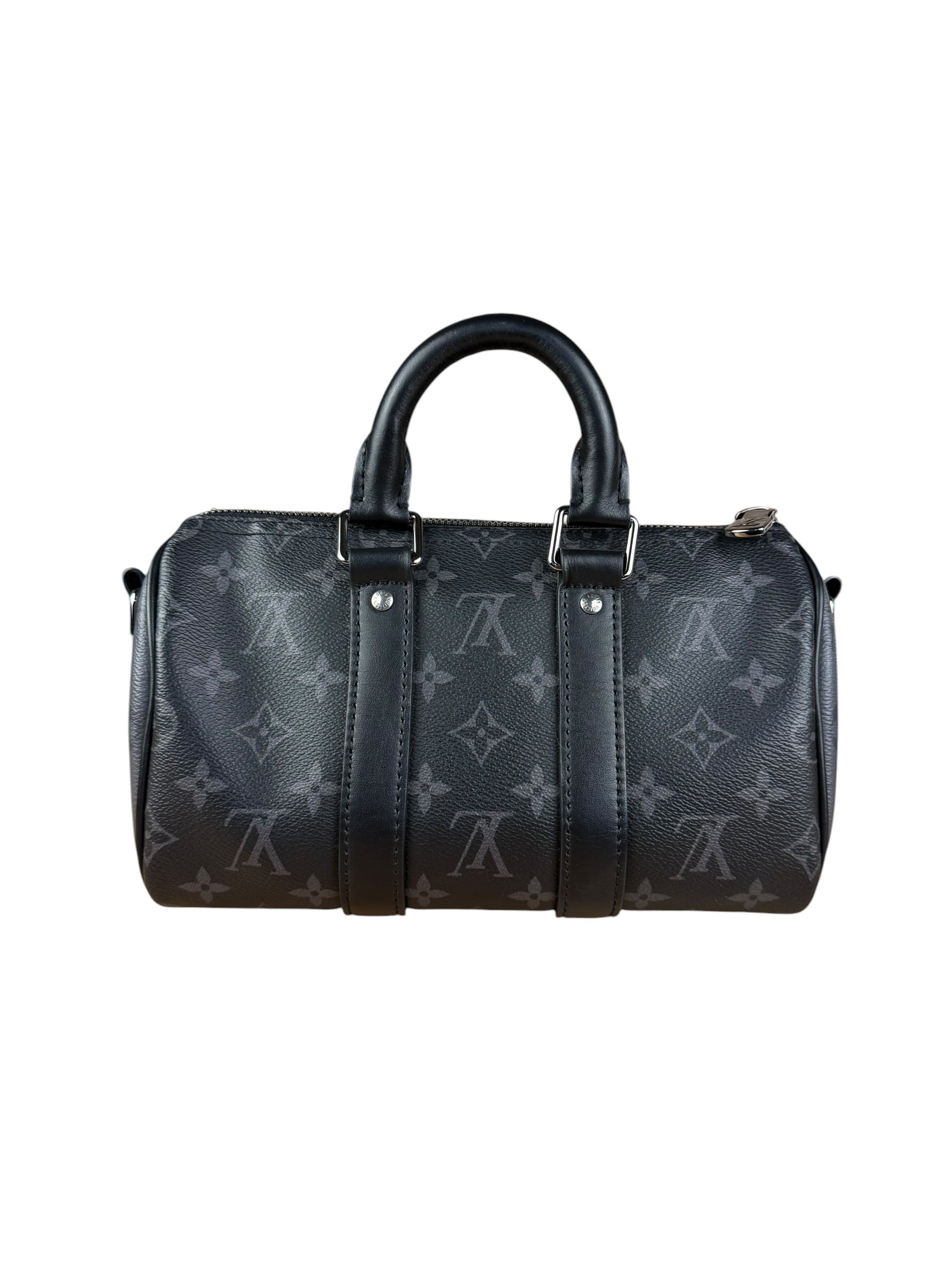 Louis Vuitton Black Monogram Keepall Bandouliere 25