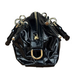 Gucci Black Patent Vintage Dialux Pop Bamboo 2Way Handbag