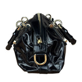 Gucci Black Patent Vintage Dialux Pop Bamboo 2Way Handbag