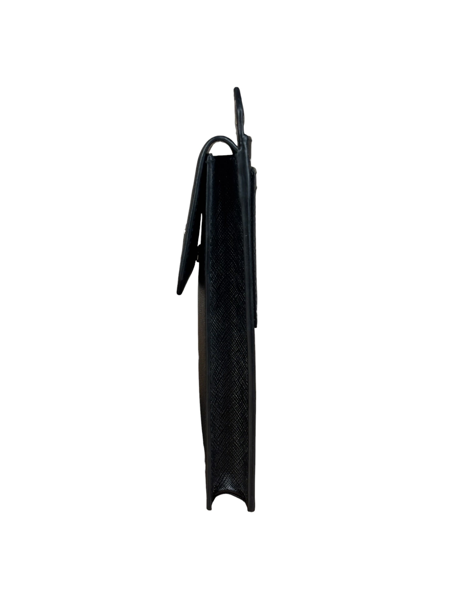 Prada Black Leather Saffiano Phone Holder