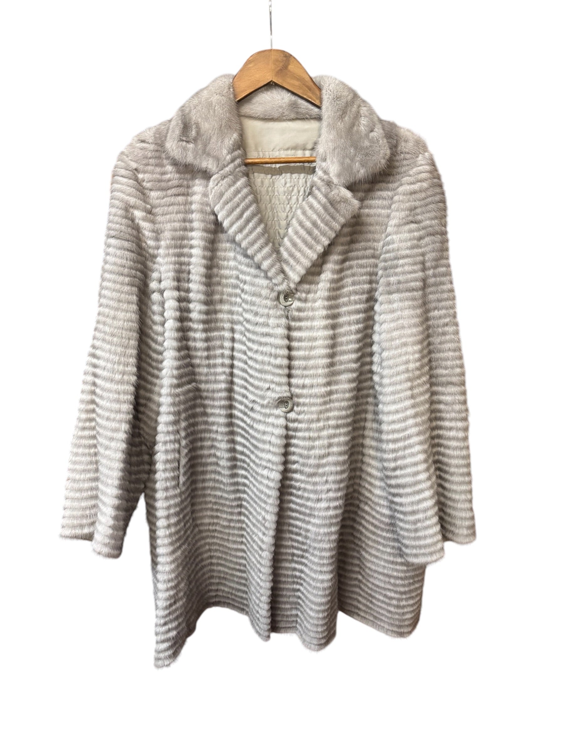 Vintage Grey Mink Fur Long Coat