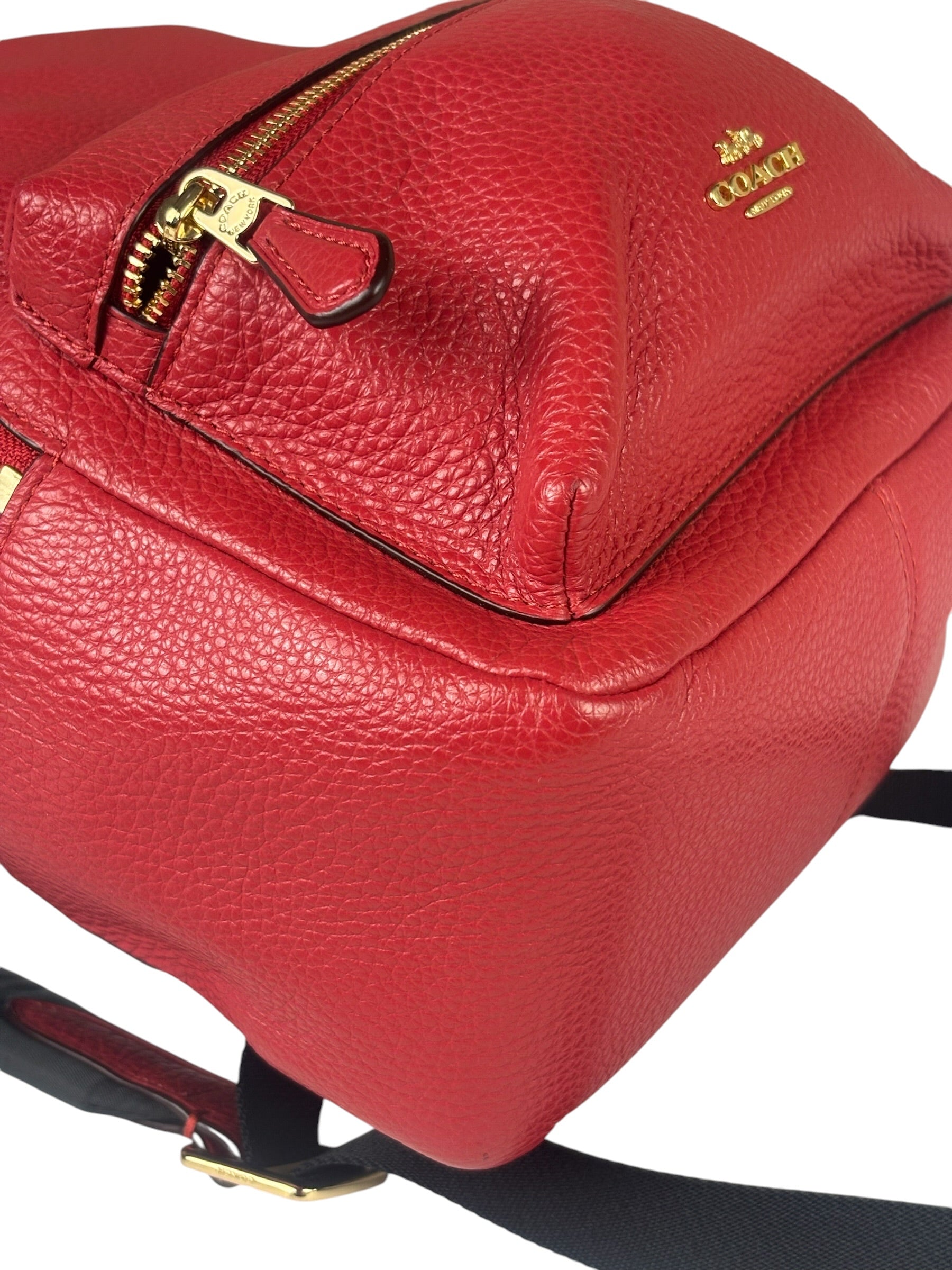 Coach Red Pebbled Mini Charlie Backpack