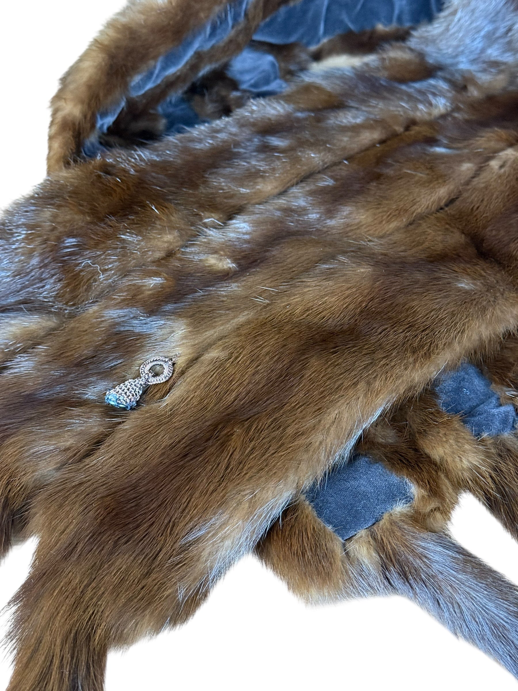 Vintage Dark Brown Fur Tailed Shawl