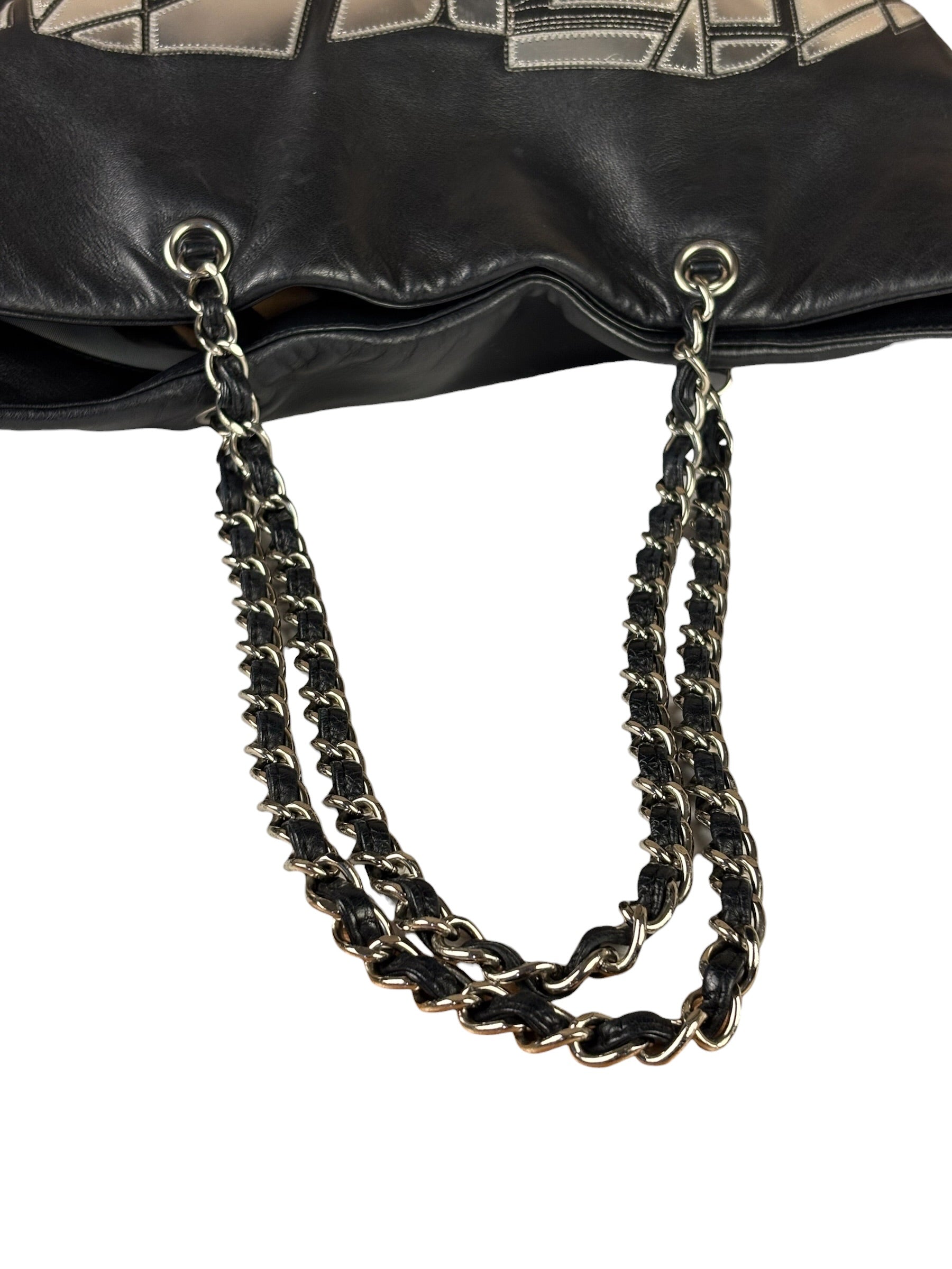 Chanel Black Leather CC Mirrored Mosaic Chain Tote 2008