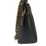 Chanel Vintage Black Caviar Leather Timeless Chain Shoulder Tote 1998