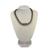Chanel Black Leather Trim Gold-Tone Chain Choker 22S