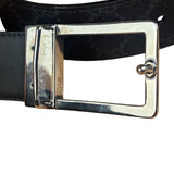 Gucci GG Leather Supreme Canvas Rectangular Buckle Belt
