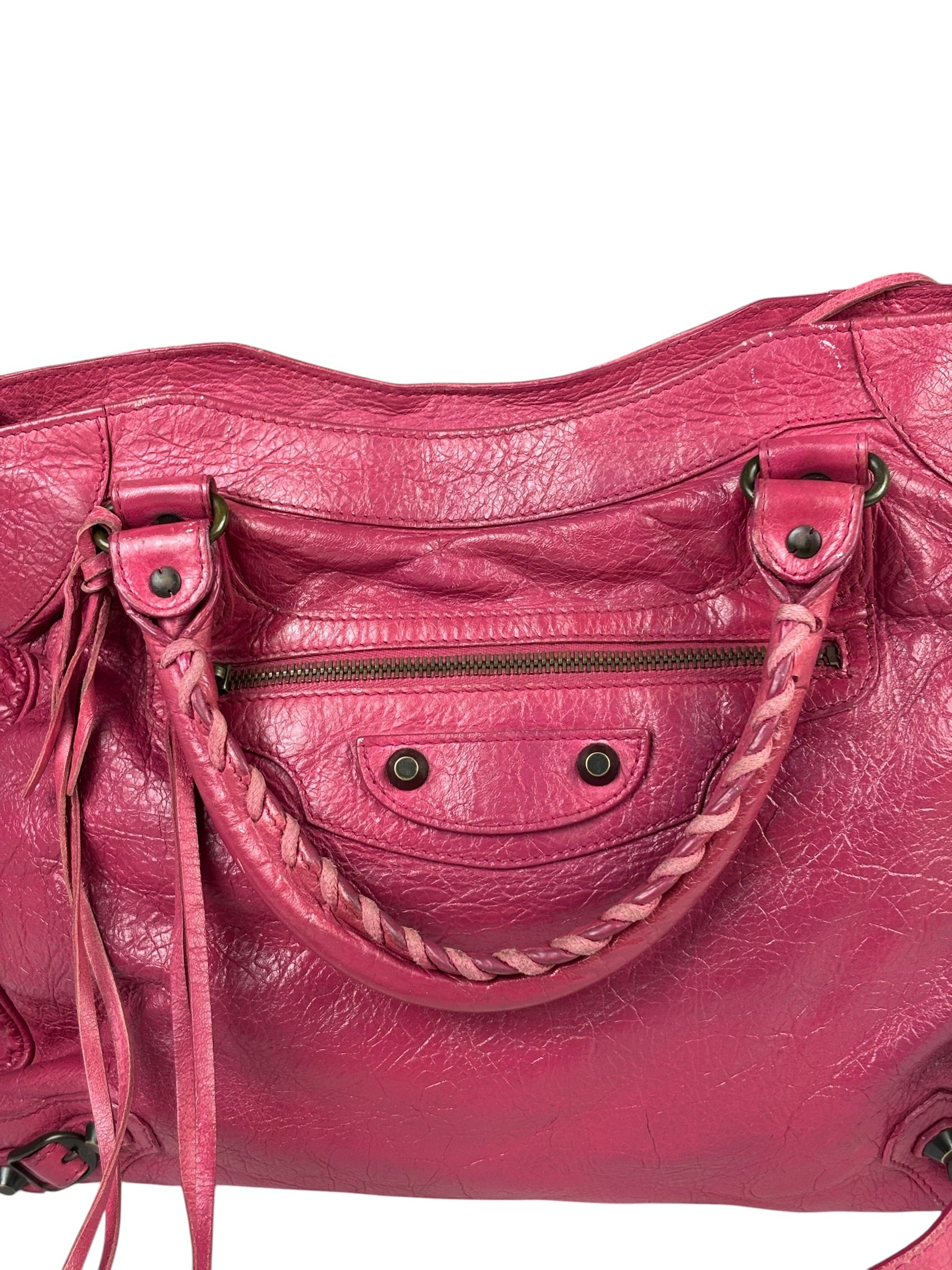 Balenciaga Pink Leather Classic City Two-Way Bag