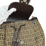 Fendi Zucchino Drawstring Flap Shoulder Bag