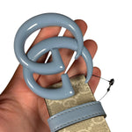Gucci Belt GG Supreme White with Blue Buckle