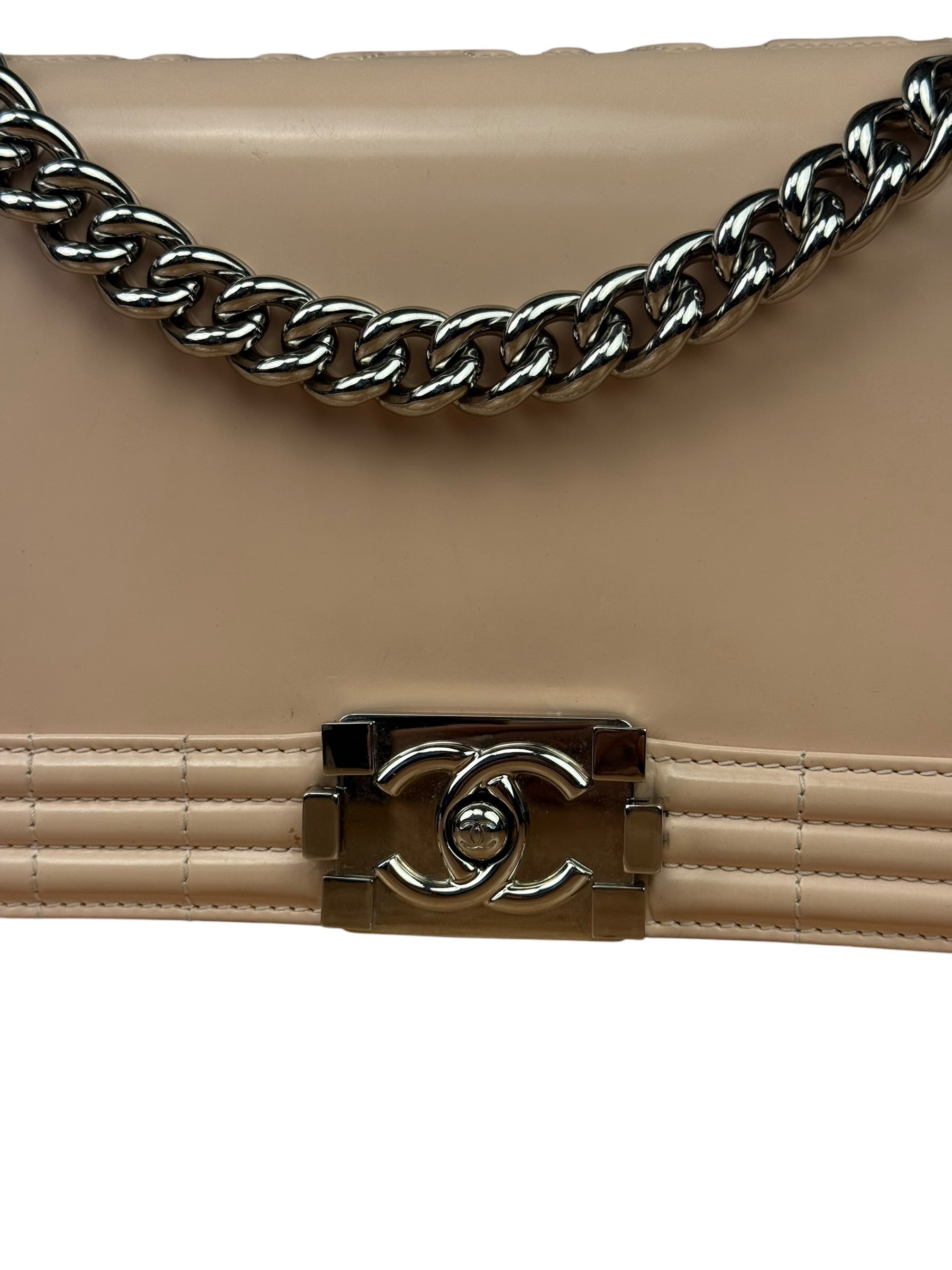 Chanel Cream Patent Leather Boy Flap Bag 2012
