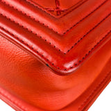 Chanel Red Quilted Double Stitch Boy Bag 2014