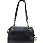 Chanel Vintage Black Caviar Leather Triple CC Chain Tote Bag