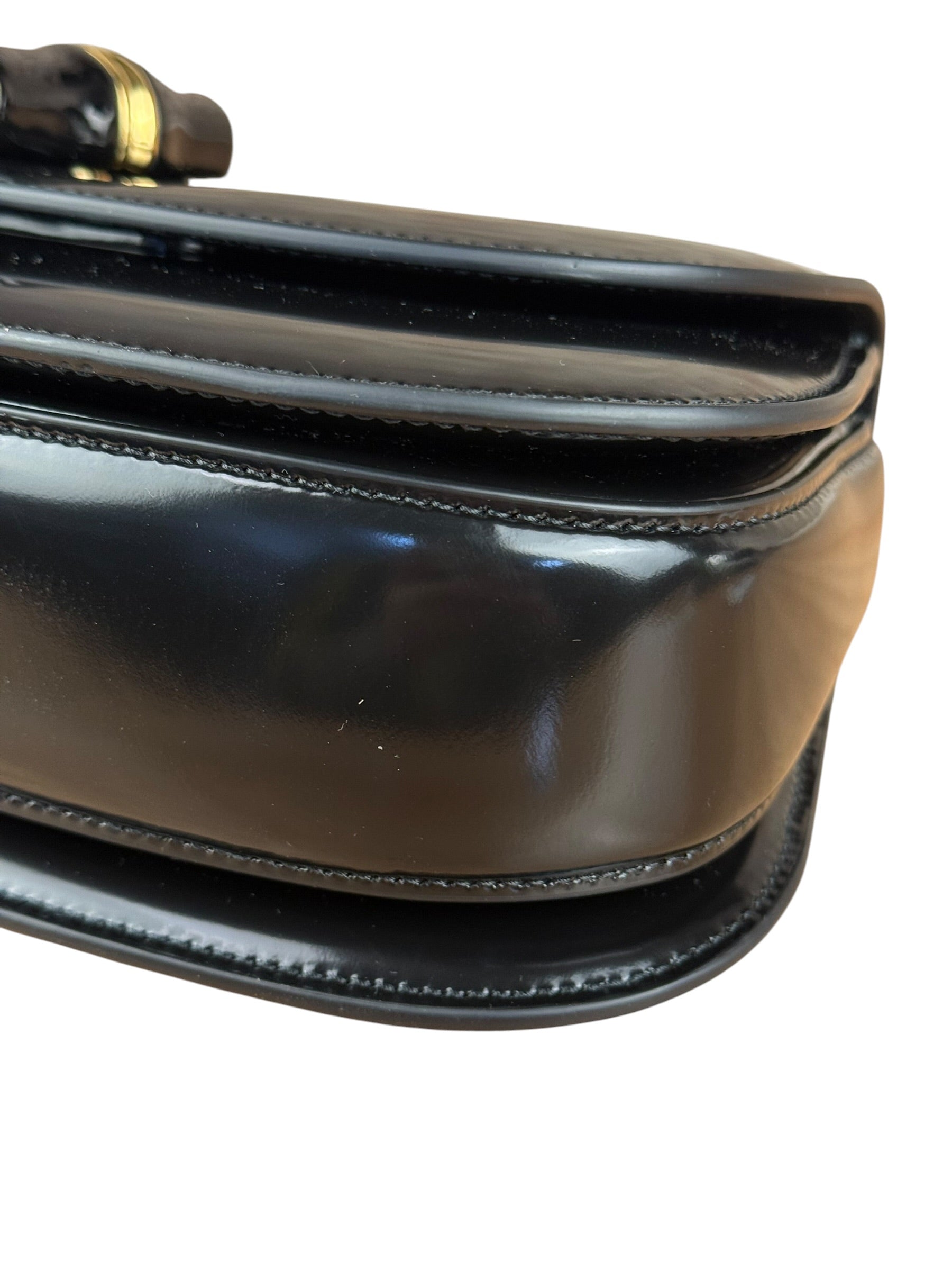Gucci Vintage Black Leather Bamboo Top Handle Shoulder/Hand Bag