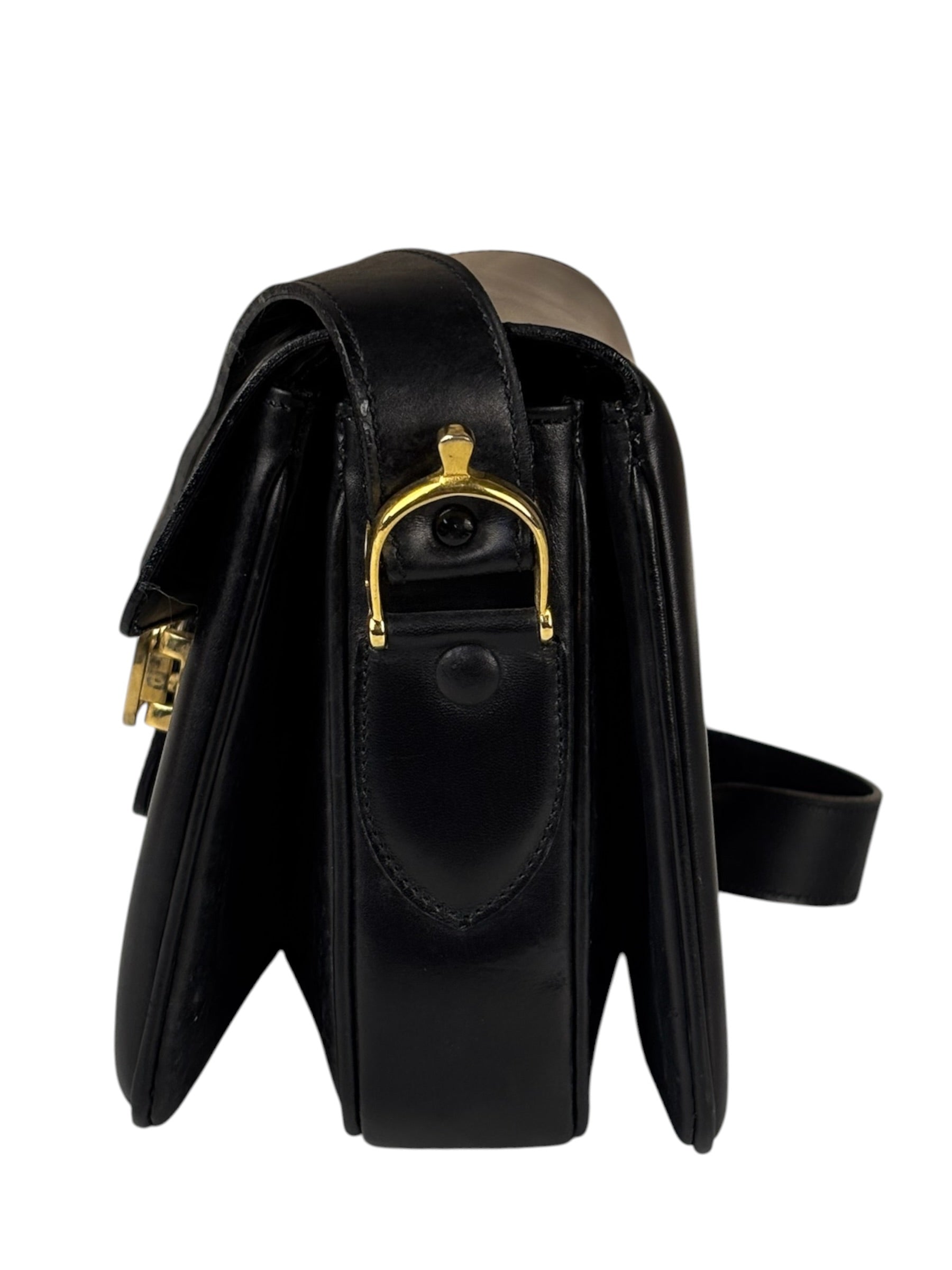 Celine Vintage Black Leather Shoulder Bag