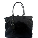 Prada Black Tessuto Nylon Leather Trim Tote Bag