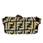 Fendi Black Raffia Zucca Shoulder Baguette