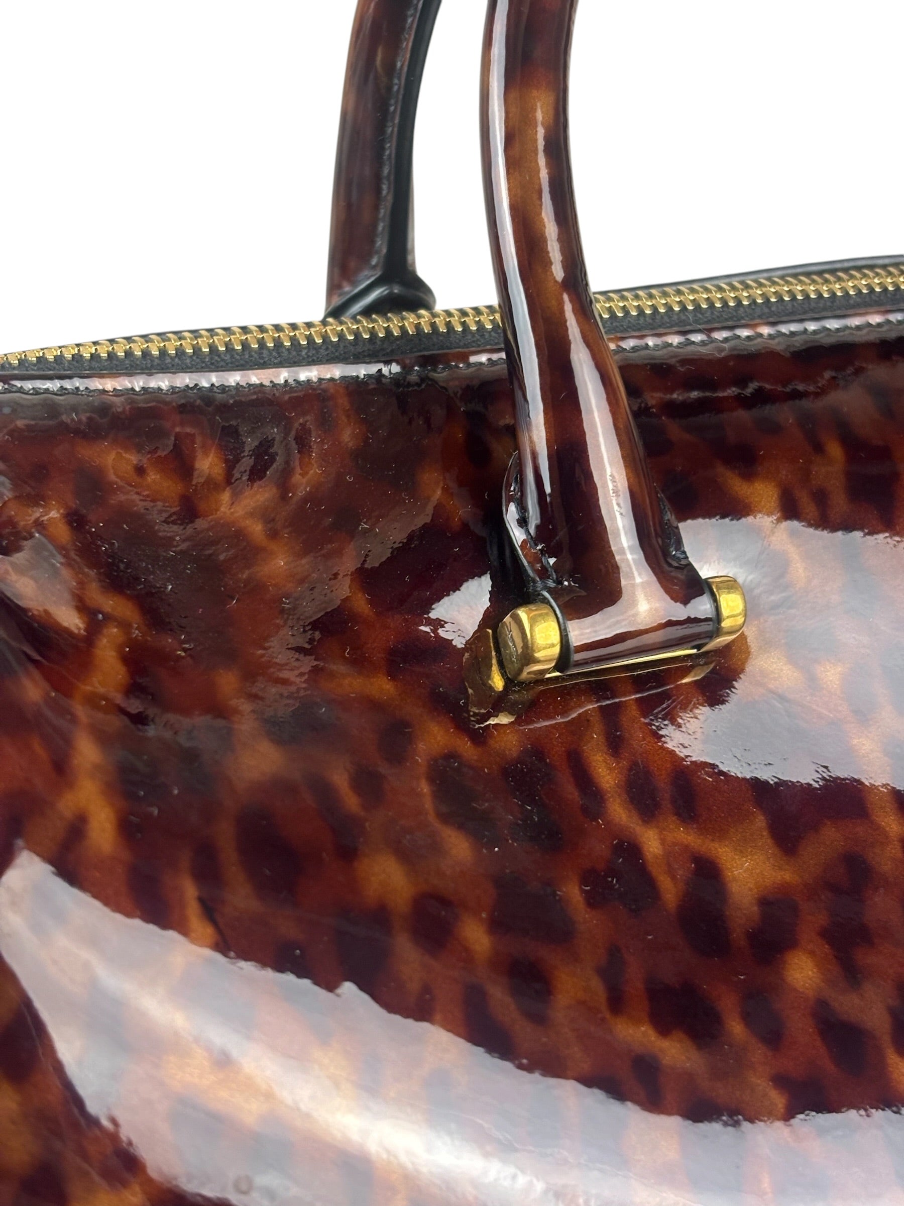 YSL Patent Leather Tortoise Shell Duffle