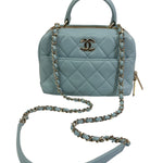 Chanel Light Blue Quilted Lambskin Top Handle Vanity Case 2019