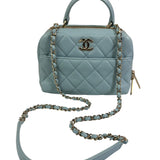 Chanel Light Blue Quilted Lambskin Top Handle Vanity Case 2019