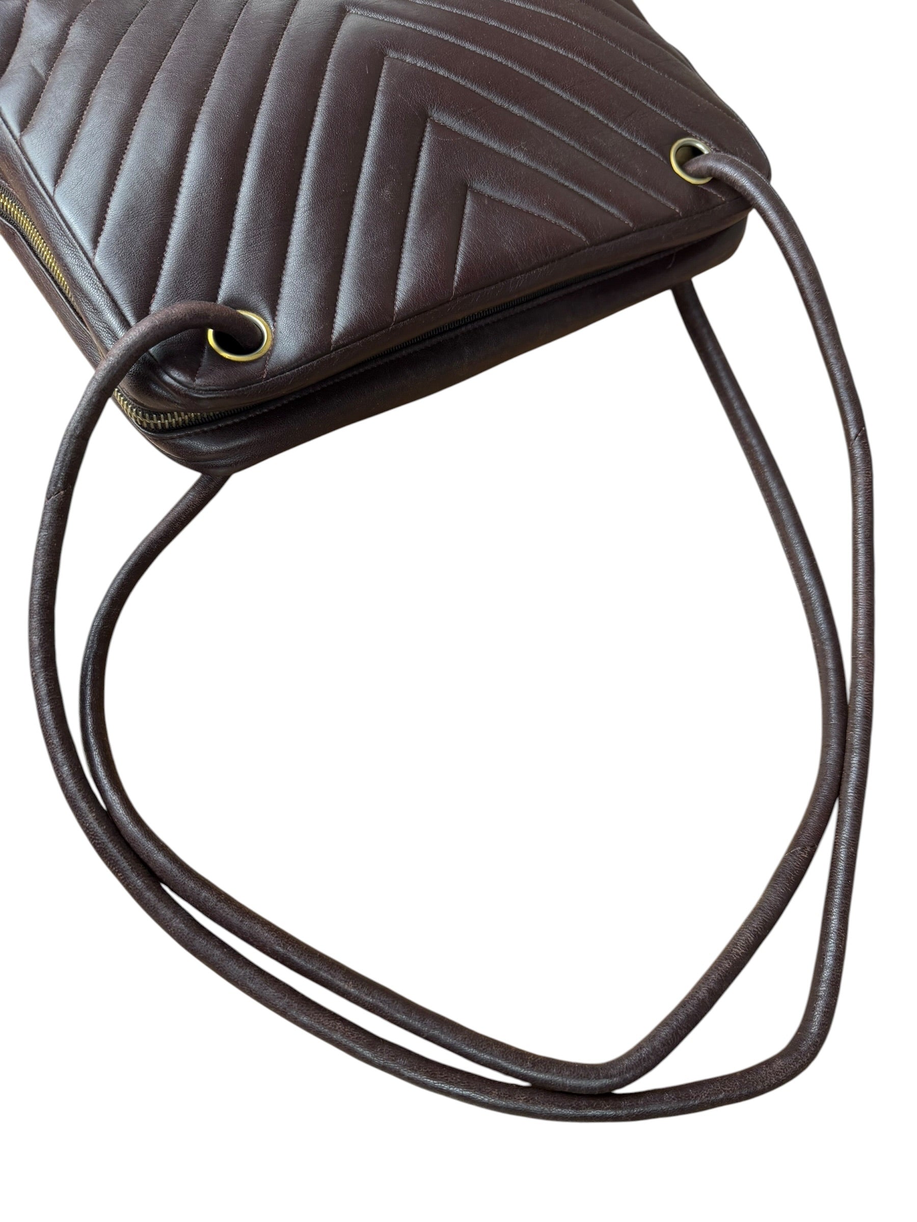 Chanel Burgundy Leather V Stitch Shoulder Bag 1990's