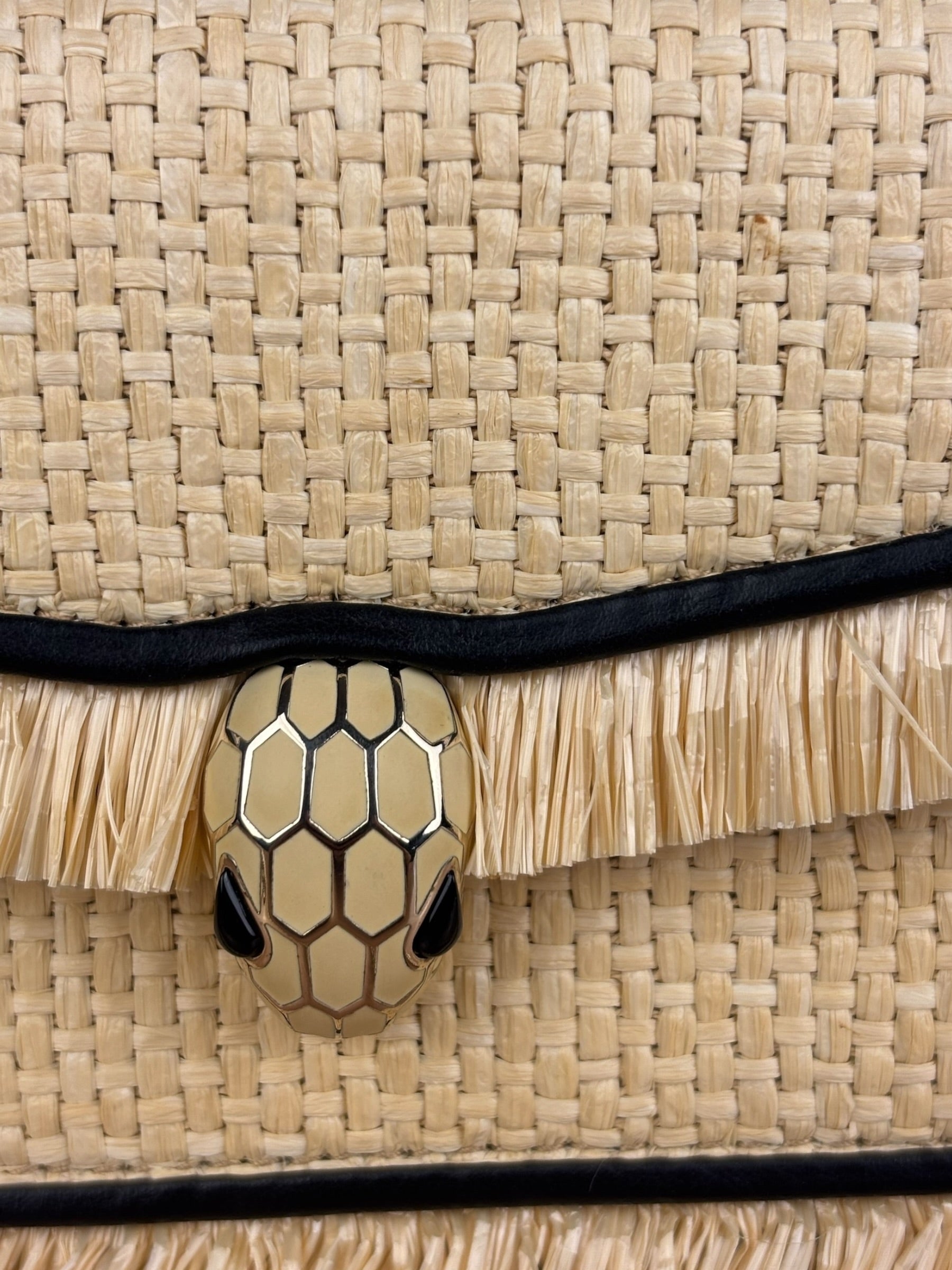 Bvlgari Serpenti Forever Mini Raffia Bag Beige