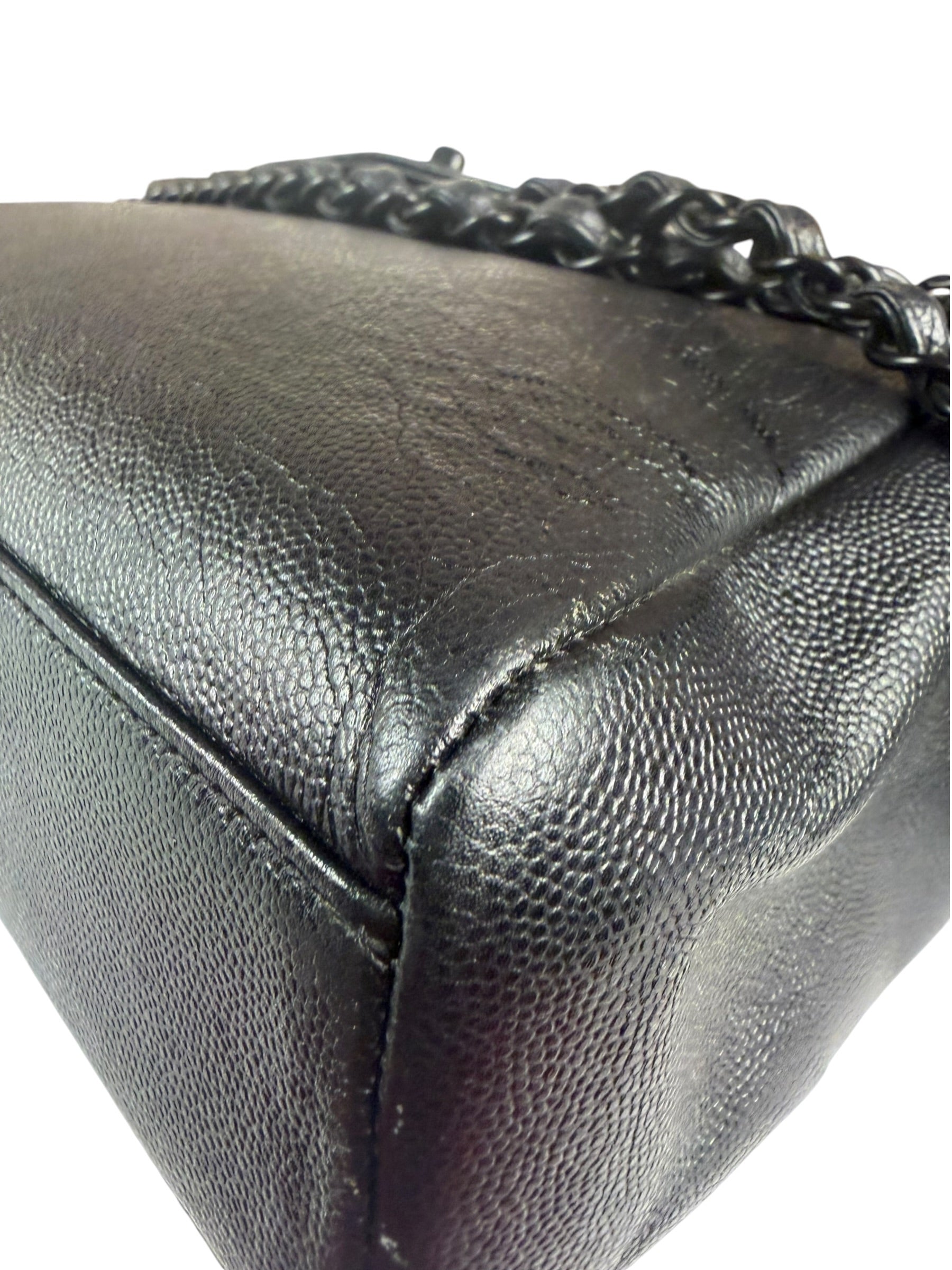 Chanel Black Pebbled Leather Curved Flap 1997