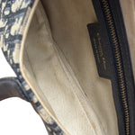 Christian Dior Navy Leather Trim Trotter Saddle Two-Way Bag