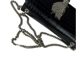 Yves Saint Laurent Black Croc-Embossed Calfskin Kate Tassel Shoulder Bag