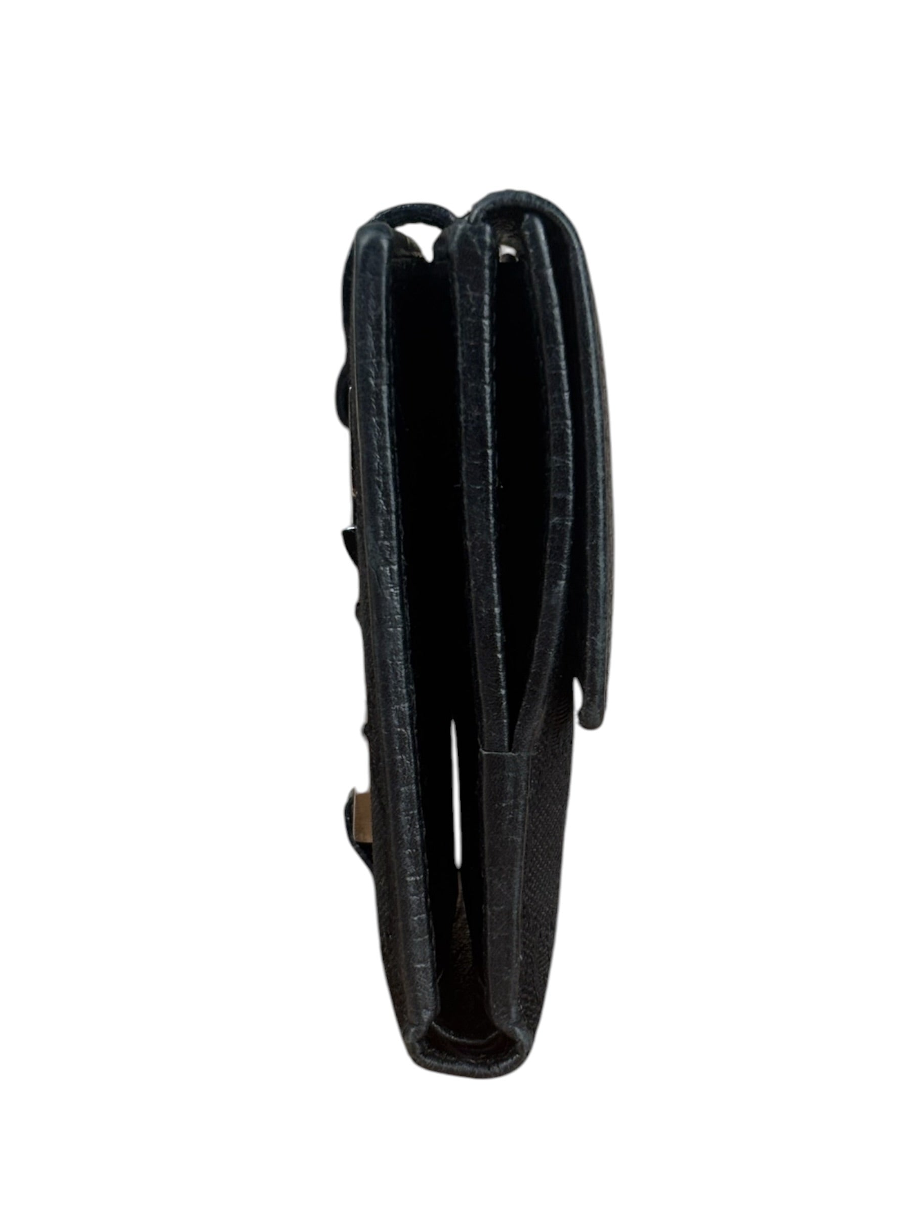 Gucci Vintage Black GG Jackie Buckle Compact Wallet