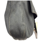 Fendi Black Leather Trim Baguette