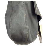 Fendi Black Leather Trim Baguette
