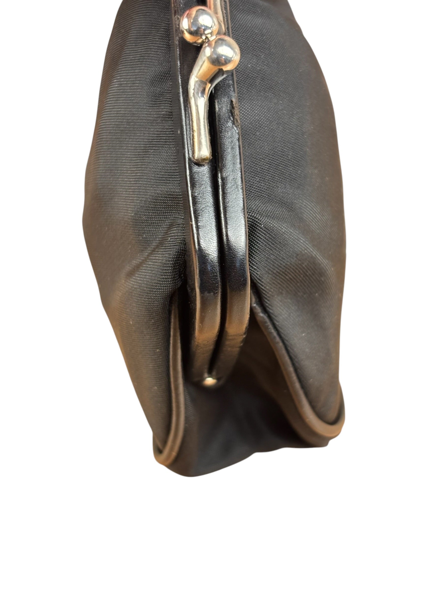 Prada Black Tessuto Nylon Leather Trim Liss-Lock Coin Bag
