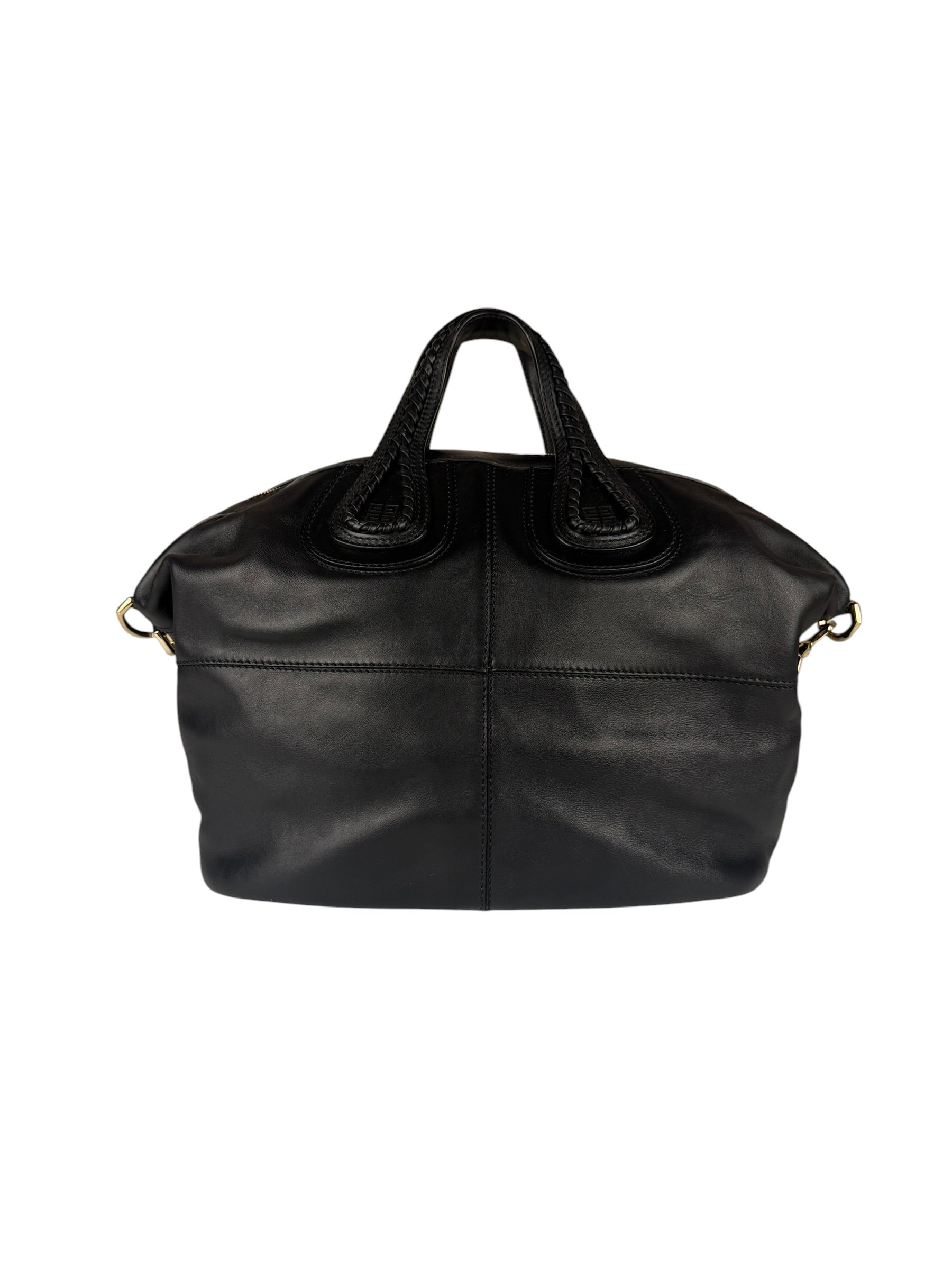 Givenchy Vintage Black Leather Nightinagale Braided Handles Hobo Bag