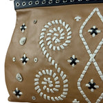 Prada Vintage Camel Leather Embroidery Clutch