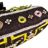 Fendi Canvas Baguette Dark Brown Beaded