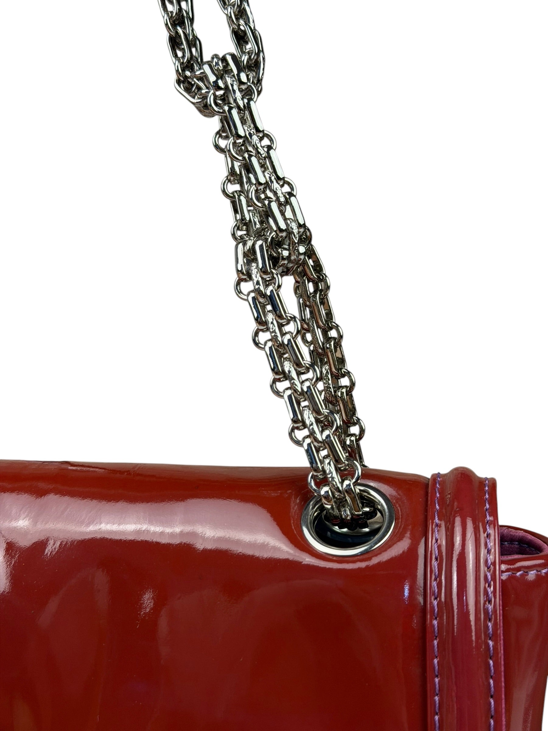 Chanel Burgundy Patent Leather Mademoiselle Bijoux Chain Flap Bag 2008