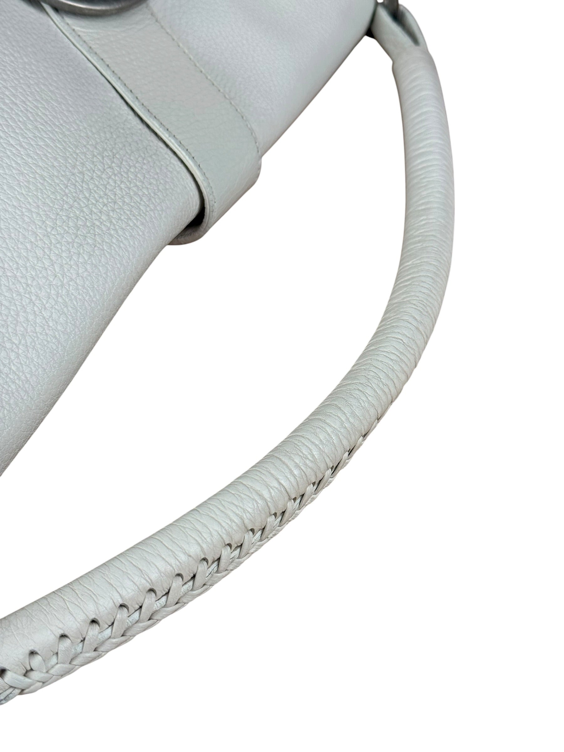Christian Dior White Leather Gaucho Double Saddle Shoulder Bag