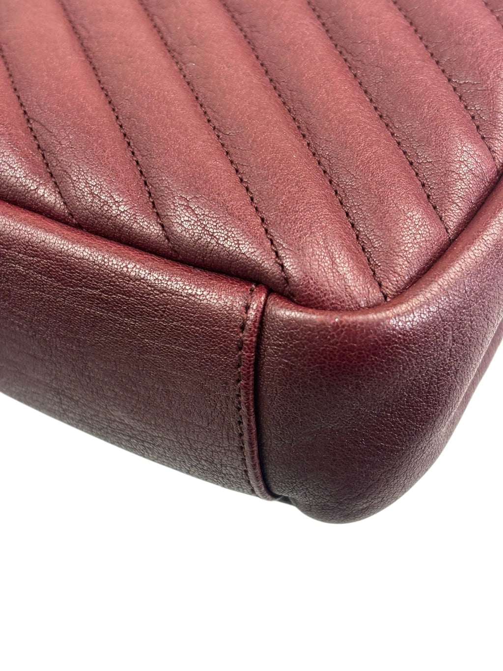 YSL Burgundy Chevron Lambskin Marmont College Two-Way Flap Bag