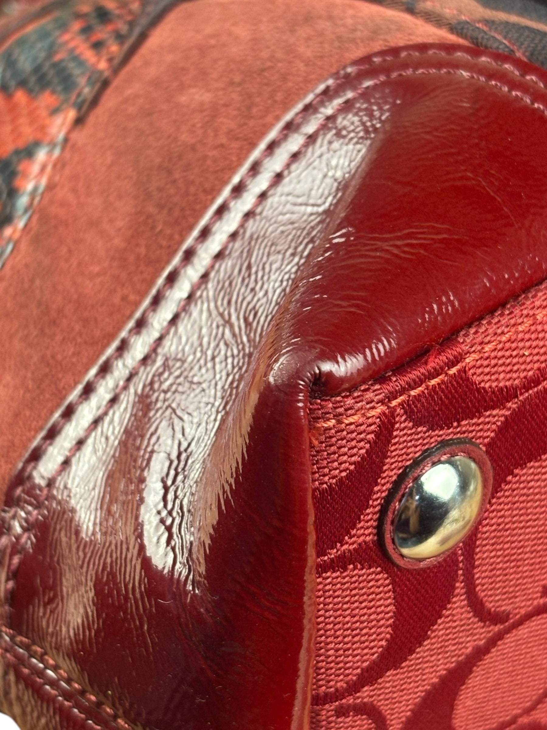 Coach Red Leather Patchwork Handbag