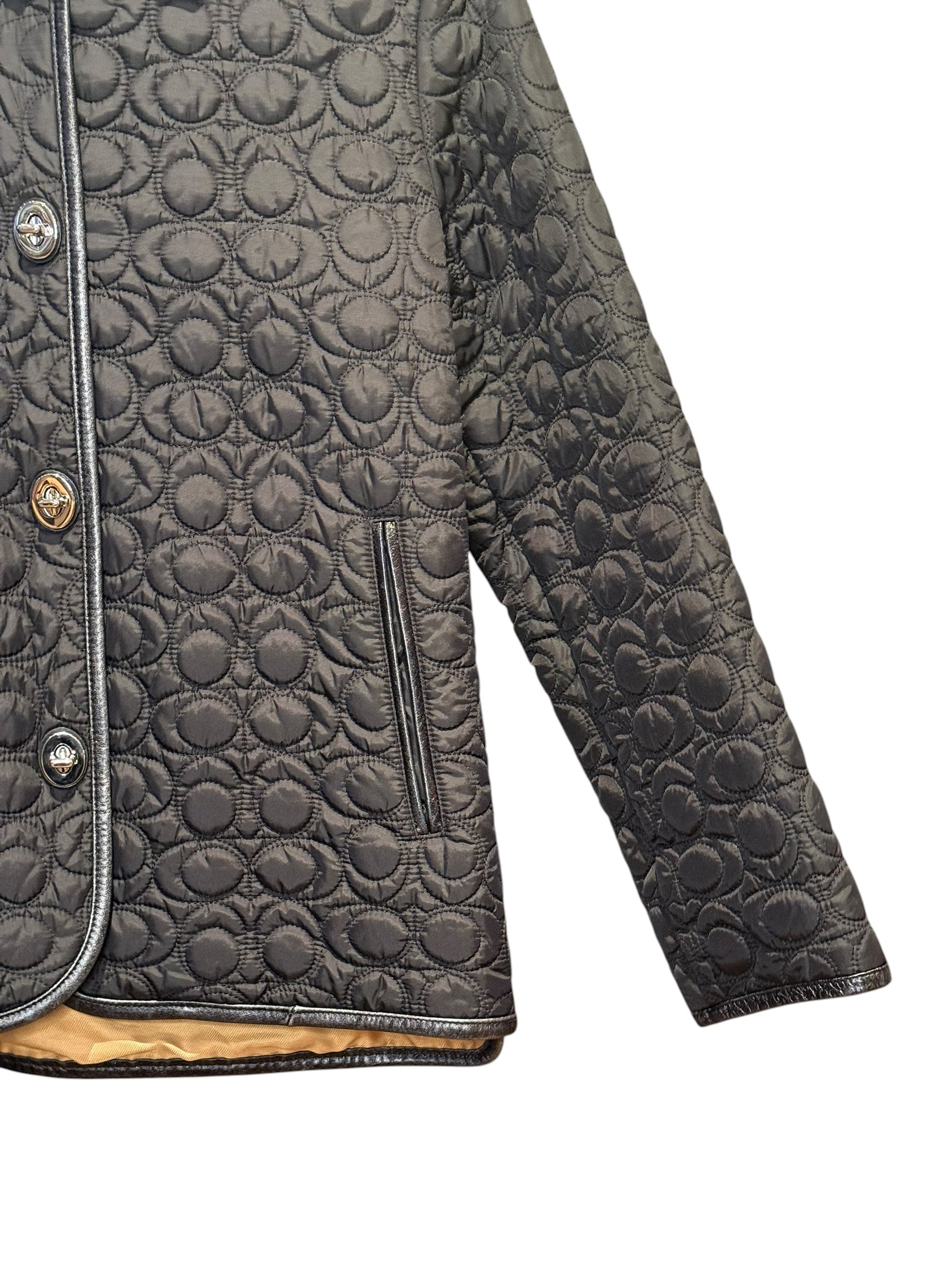 Coach Signature Quilted Coat Black
