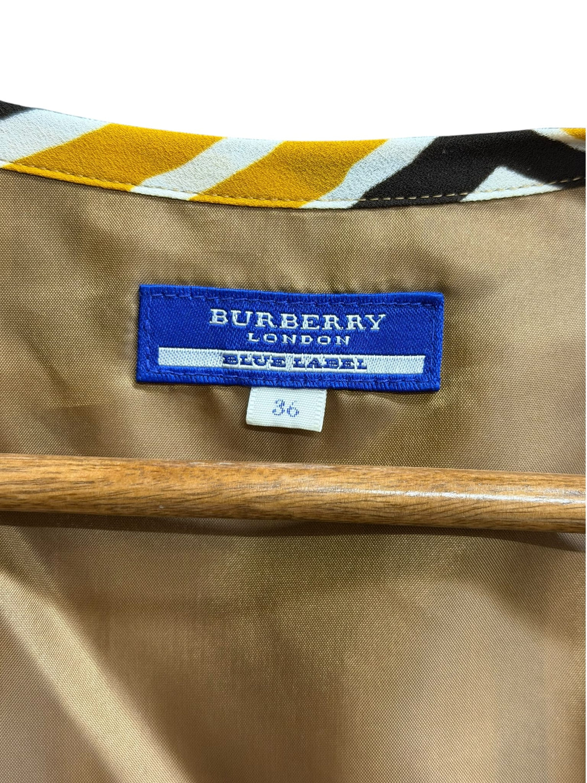 Burberry Blue Label Polyester Brown Wavy Check Mid-Length Dress