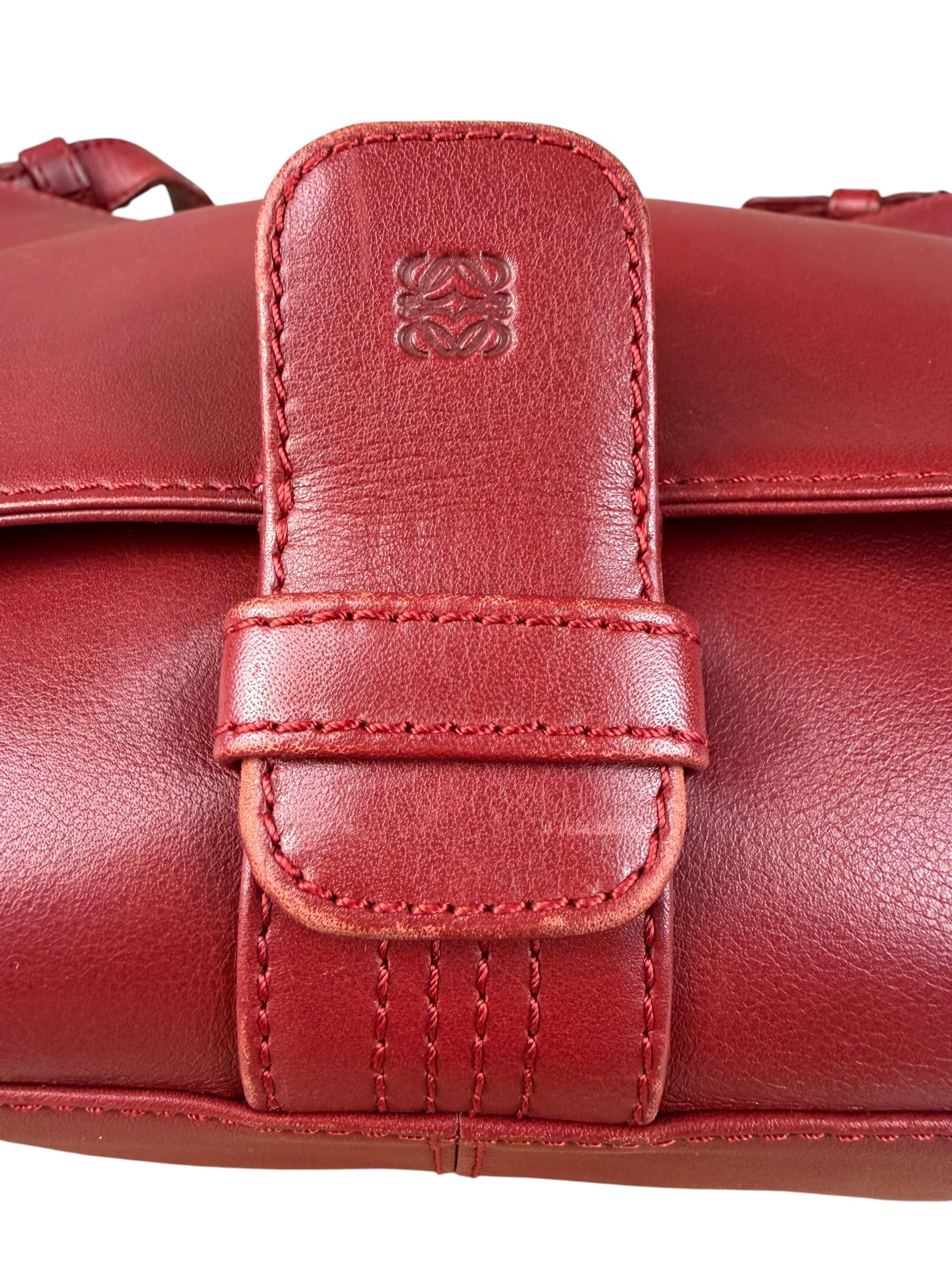 Loewe Vintage Red Leather Shoulder Bag