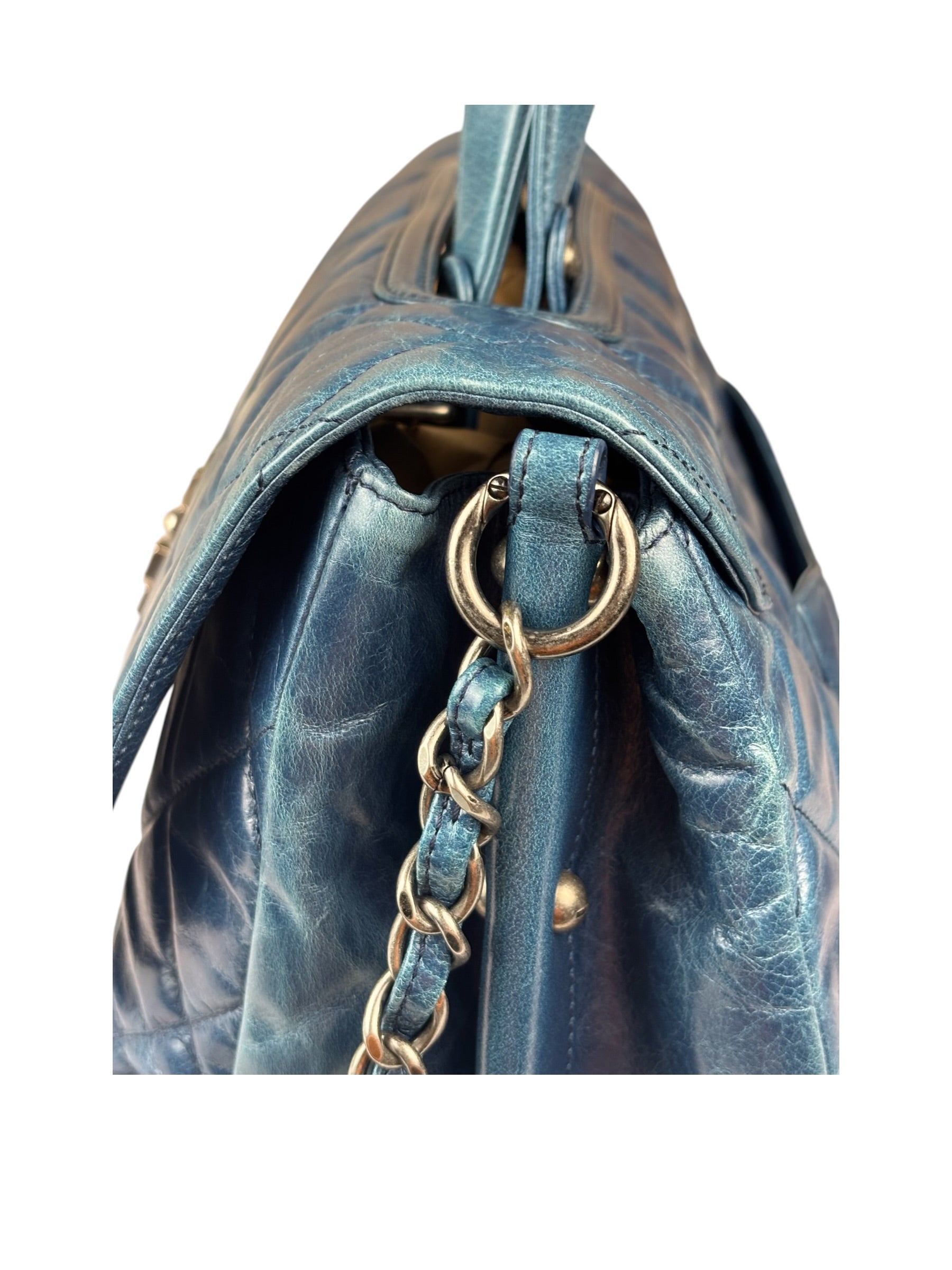 Chanel Blue Quilted Calfskin Large Convertible Boy Two-Way Bag 2012