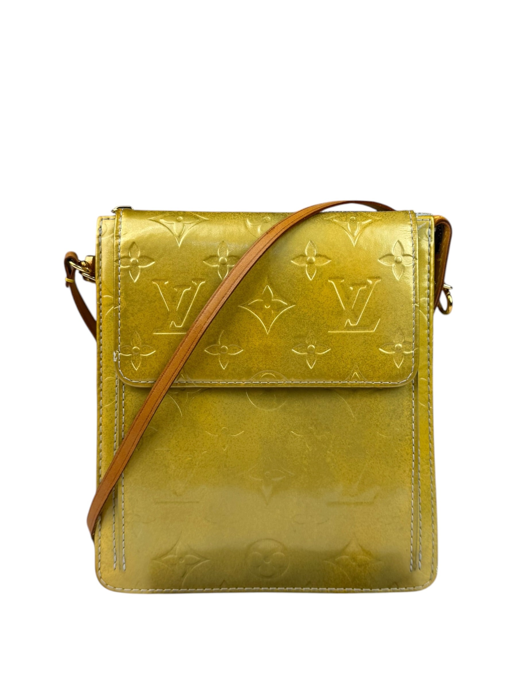 Louis Vuitton Yellow Patent Leather Vernis Mott Accessory Pouch