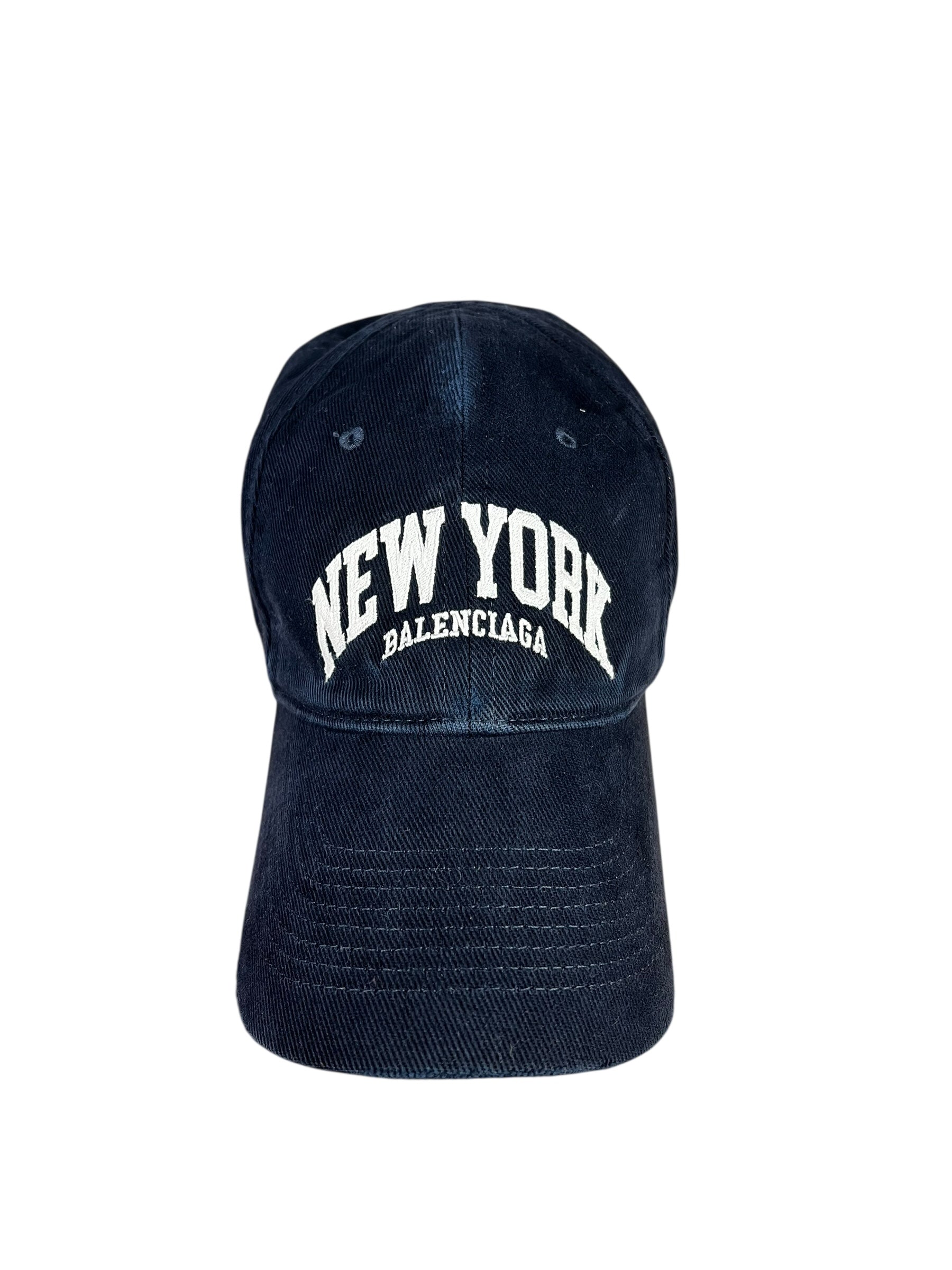 Balenciaga Navy Embroidered New York Cap
