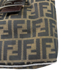 Fendi Brown Leather Trim Zucca Hobo Baguette