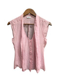 Vintage Chanel Faux Pearl Pink Sheer Silk Blouse