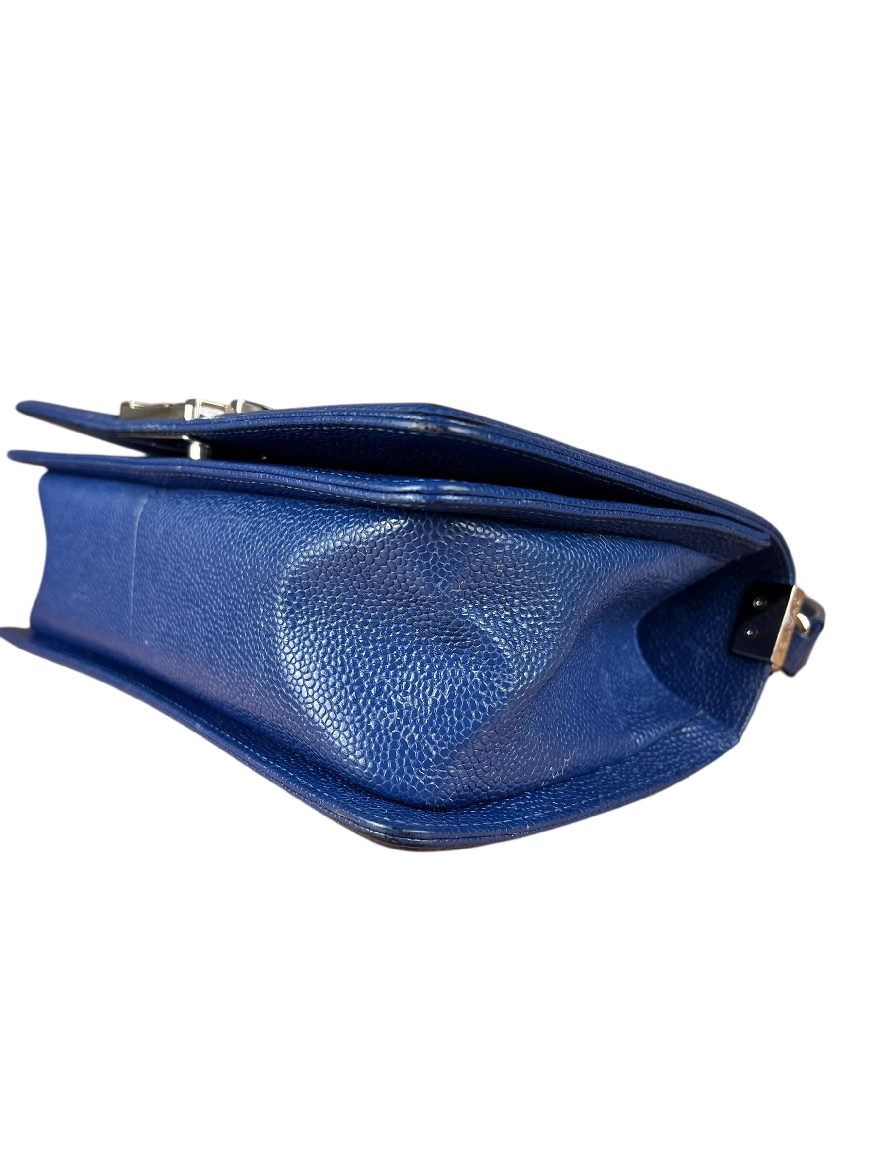 Chanel Blue Chevron Caviar Medium Boy Bag 2019