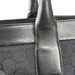 Gucci Black Leather Trim GG Canvas Tote Bag